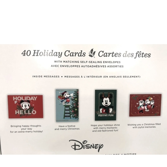 DISNEY HALLMARK MICKEY MOUSE HOLIDAY 40 CARDS W/MATCHING SELF SEALING ENVELOPES - Picture 7 of 8